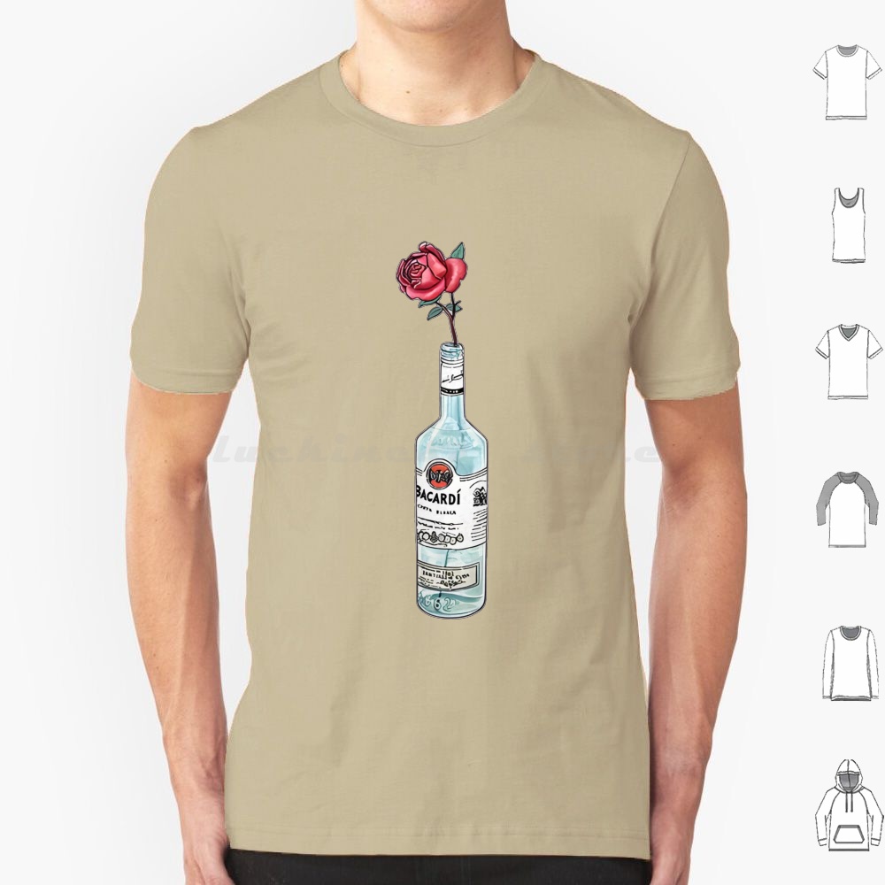 Beer Wine Gin - Rum Bacardi Flower Artwork T Shirt