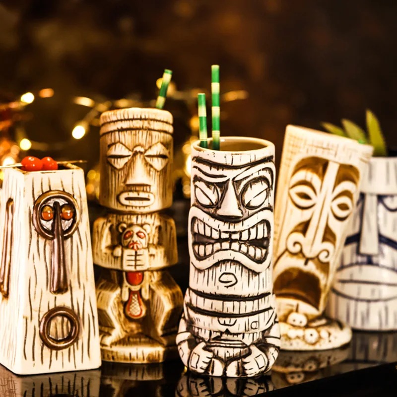 Wine With Beer Cocktail - Creative Ceramic Mug Shaman Totem Face