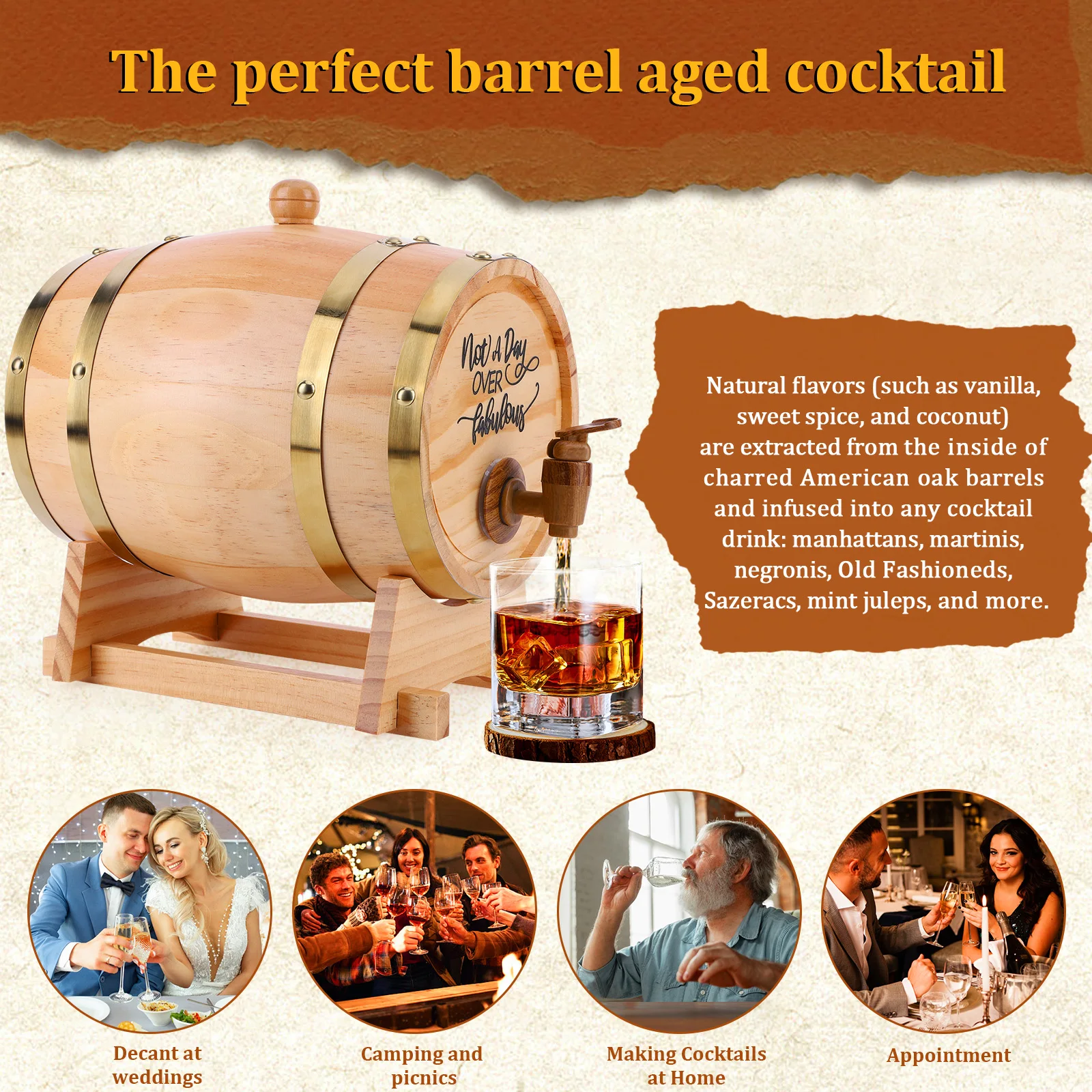 3L Wooden Whiskey Barrel with  - Wine With Beer Cocktail 评论和价格