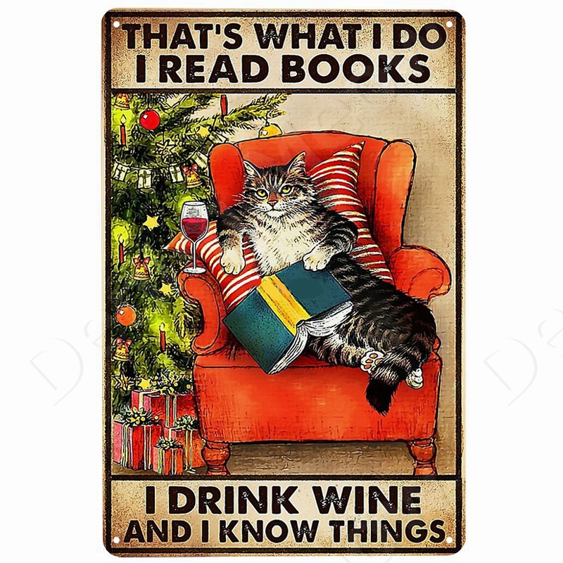 Cats and Wine Vintage Metal Si - Beer Wine Gin 评论和价格