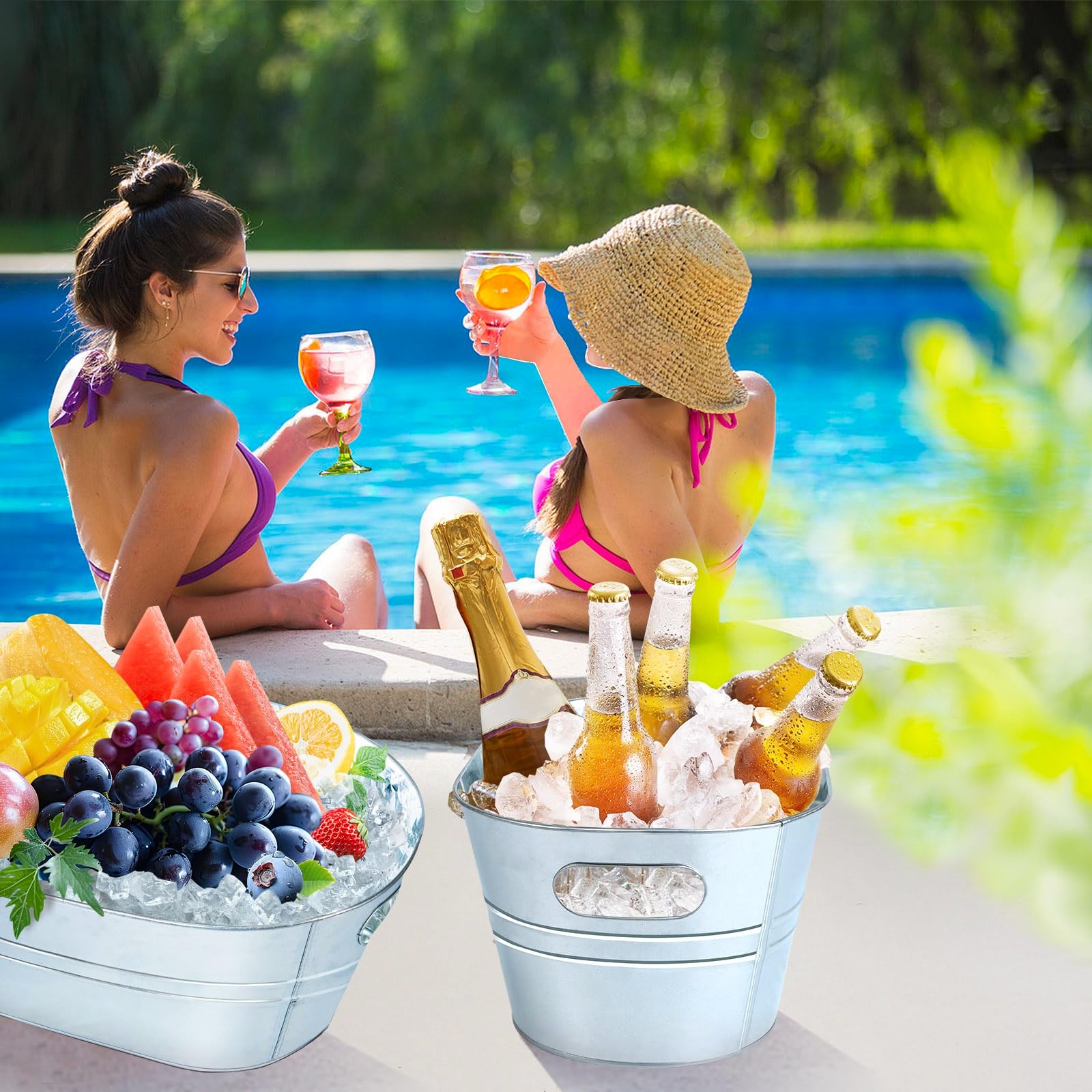 Galvanized Metal Ice Buckets W - Wine With Beer Cocktail 评论和价格
